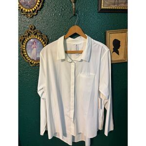 Athleta Shirt Urbanite Top 2.0 Womens 1X NWT White Long Sleeve Button Up Stretch